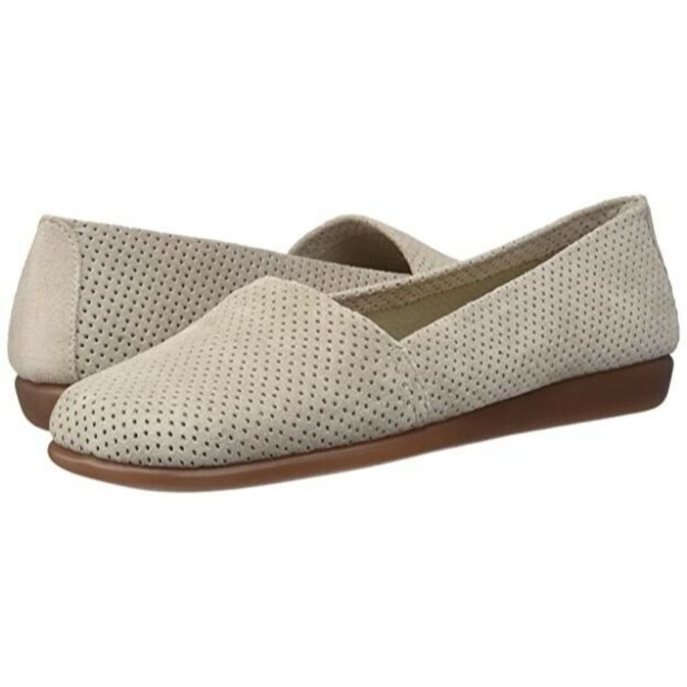 Aerosoles Womens Mr Softee Gray Leather Slip On Casual Loafer Flats Size 10 M